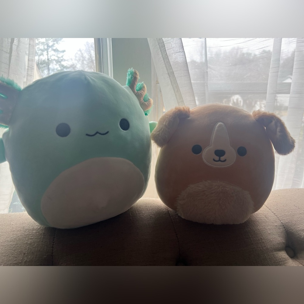 SQUISHMALLOW Bundle | 12” Anastasia the Axolotl & 8” Stevon Fuzzy Golden Puppy